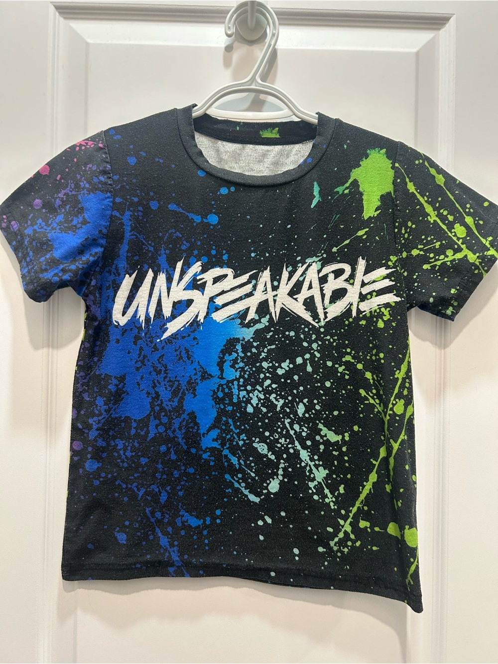 Unspeakable Kids Black Graphic Tee with Blue & Green Splash